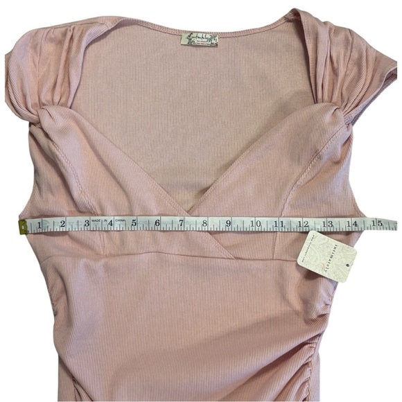 Free People Another Love Bodysuit Pink Ribbed Woman’s Sz Medium NWT - Picture 7 of 10